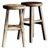 French Wooden Stool or Side Table