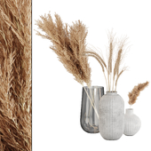 Pampas and Wheat Plant in Decorative Vase