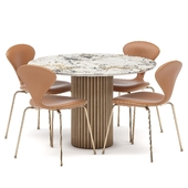 Dining group with table Apriori STR 120x120 (Symphonie etoile) and chairs Apriori NS OM