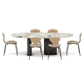 Dining group with table Apriori ST2 240x120 (Symphonie etoile) and chairs Apriori NS OM