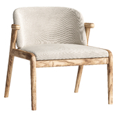 Nowe Dining Chair in Teak Wood Finish and Beige Cotton Fabric