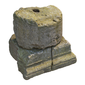 Ancient stone pillar with green moss