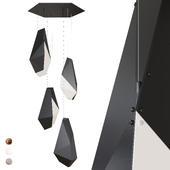 Large high chandelier made of long pendant lights in the shape of polyhedrons IT-3D Light Rock-4