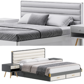 Grey Rectangular Headboard Standard Bed