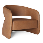 RH GIA OPEN-BACK LEATHER CHAIR