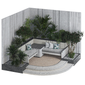 Concrete Flowerpot with Bench 09