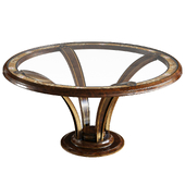 Round chestnut table with glass top