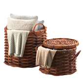 Chunky Rattan Baskets with Pillows
