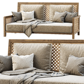 Karen wooden garden two-seater sofa by Bpoint / Double rattan garden sofa