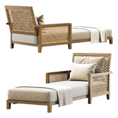 Karen wooden chaise lounge by Bpoint / Wooden chaise lounge with rattan