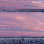 Morning panorama with beautiful, pink clouds 30k
