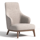 Fabric Wood High Lounge Armchair