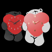 Wall clock "Bear with heart"