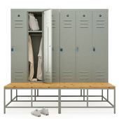 Metal bench cabinet for changing room
