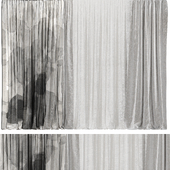 Natural Silk curtain with Watercolor pattern