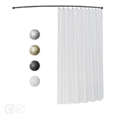 Curtain for corner bathtub with clips