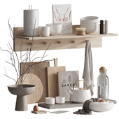 Kitchen accessories with branches and towels