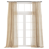 Tie-top Linen Curtains Draped