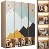 Bright children&#39;s modular wardrobe "Mountains" in a modern minimalist style 12