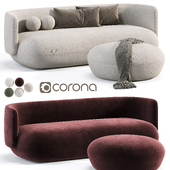 Ivan fabric round shaped 3 seator sofa