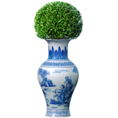 An ornamental plant in a Chinese vase, a pot, a flowerpot,urn Pattern chinoiserie