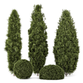 Outdoor Pine Plants Bush -Bush Set 2091