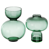 Modern Handblown Glass Green Orb Vases by Clear Home Design