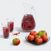 Juice and plate with apples