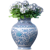 A bouquet of flowers in a classic vase or pot for decoration.lotus branch pattern
