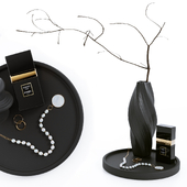 Decorative set Black and Gold Chanel Noir. Декоративный набор в черно-золотом цвете Chanel Noir