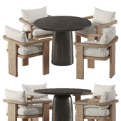 Tahana Outdoor Dining Armchair and Basil Table By Fourhands