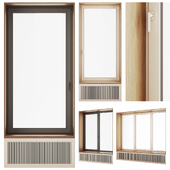 Plastic window with wooden slope