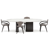 Dining group with table Apriori ST2 240x120 (Statuario) and chairs Apriori N/NS OM