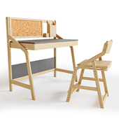 Growing table and chair UNO Robin Wood