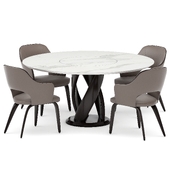 Dining group with table Virtuos D 160x160 (Statuario) and chairs Apriori R OM