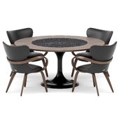 Dining group with table Apriori T 160x160 (nero greco) and chairs Apriori S OM