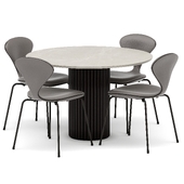 Dining group with table Apriori STR 120x120 (Savoie taupe) and chairs Apriori NS OM