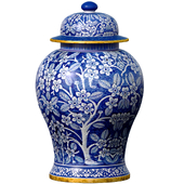 Traditional Ceramic Decorative Blue and White Vase Jar with Sakura Pattern Chinoiserie Ginger Jars