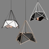 Polygon Hanging Lamp with Wire Cage Shade Metal