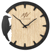 Wall clock Moonwood "Scandinavian woodpecker" made of wood