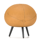 Round Buttoned Faux Leather Pouf by Homary
