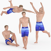 Swimmer Man with short 04 poses