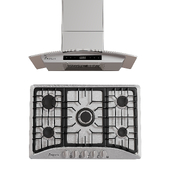Electric 29.9 Gas Cooktop, and Wall Mount Range Hood