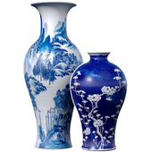 Декоративная напольная фарфоровая ваза,вазон,горшок,урна,банка в Китайском стиле  для украшения дома с узором Сакуры Шинуазри