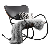 BESE BLACK LEATHER ROCKING CHAIR by CB2
