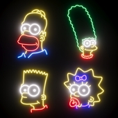 Neon Simpsons Family
