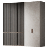 Wardrobe with fronts made of acrylic stone and solid wood