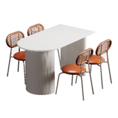 White Modern Free Form Stone Top Dining Table