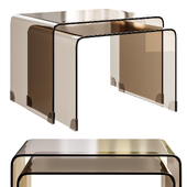 Set of two stackable coffee tables made of tempered glass Joan