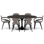 Обеденная группа со столом Apriori T 180x100 (Noir Desir) и стульями Apriori N/NS OM